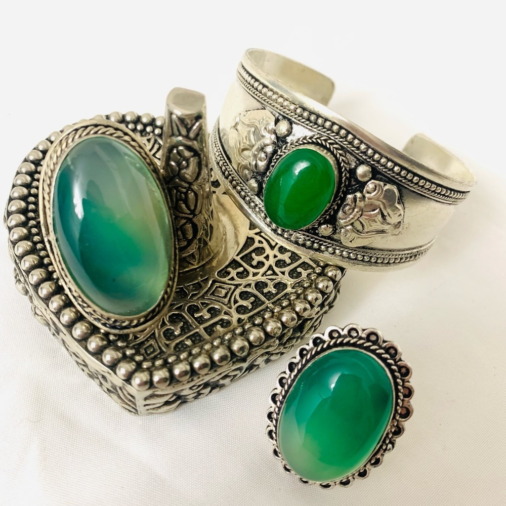 Adjustable Cuff Bracelet with 2 Ring Set